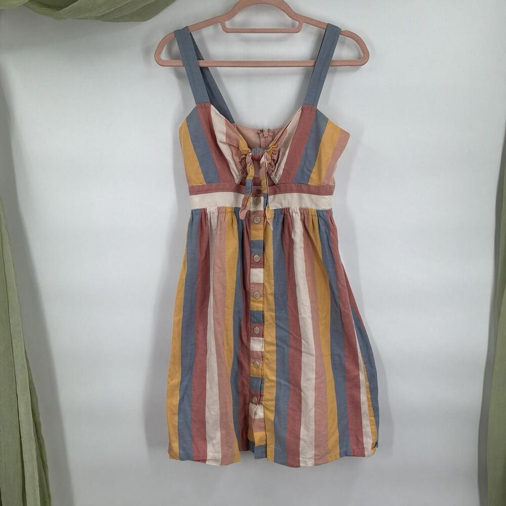 Madewell Sherbet Stripes Tie Front Cutout Midi Dress Women’s Size 0